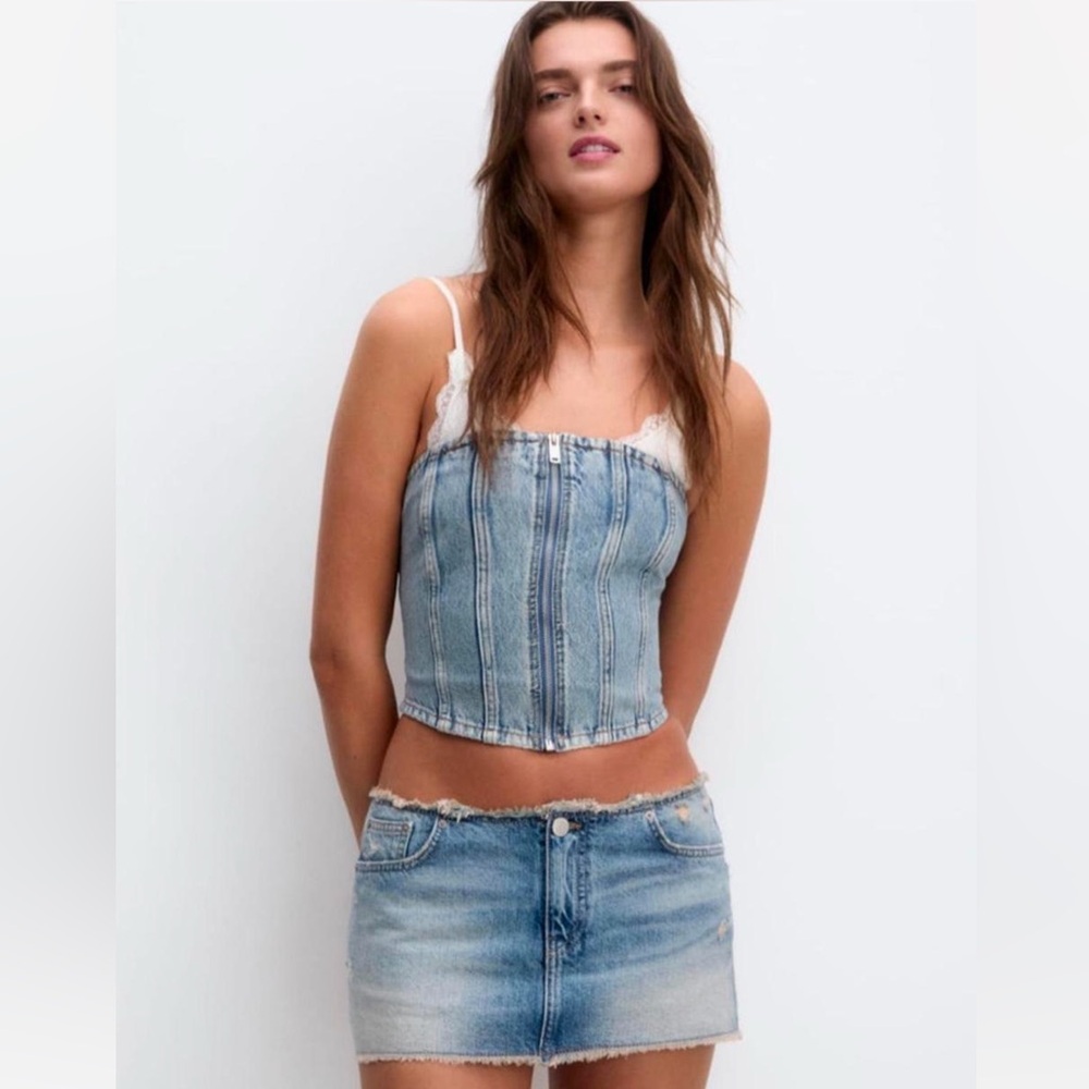 Pull & bear denim mini skirt